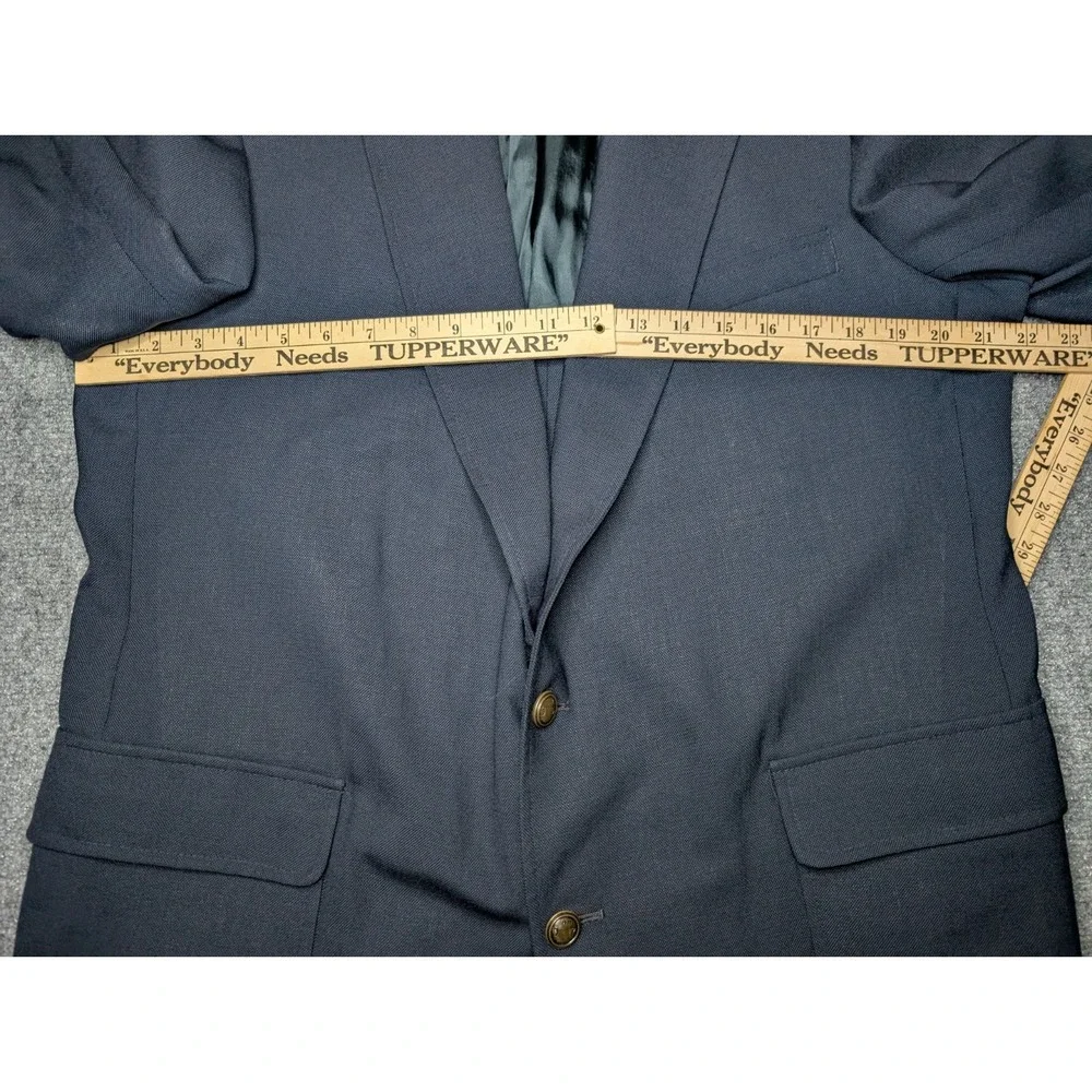 VTG Arnold Palmer Solid Navy‎ Blue Brass Button Sports Coat Blazer Mens 46L Long